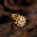 Elegant gold plated stainless steel stud earring with square zirconia and sunflower halo - Square Zirconia Vintage Sunflower Style (3358) / Gold