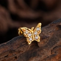Elegante pendiente de mariposa chapado en oro con brillantes cristales de circonita - Forma de Alas de Mariposa (3366) / Dorado
