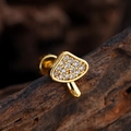 Pendiente de hongo minimalista en oro de 18k con brillantes piedras de circonita blanca - Estilo Forma de Hongo (3368) / Dorado