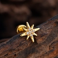Exquisite gold-plated star cartilage stud earring with micro-pave cubic zirconia - Octagram Style (3383) / Gold
