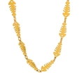 Macro detail of high-polish 18K gold fishbone chain links for fashionable necklace set - Fishbone Necklace / Gold