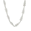 Detail of silver fishbone chain necklace with polished metallic finish on white background - Fishbone Necklace / Steel