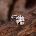 Silver Maltese cross stud earring with micro-p鑲zirconia on rustic bark background - Pave Cross Style (3151) / Silver