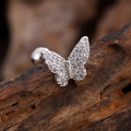 Sparkling silver butterfly stud earring with zircon inlay and screw ball back - Pave Butterfly Style (3148) / Silver