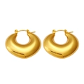 Polished chunky gold teardrop hoop earrings with high-gloss finish for women - Polished Chunky Hoop (CK204)