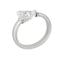 Detailed macro shot of silver leopard dragon head on a flexible stainless steel bracelet - Steel Color Dragon Head (CK554)