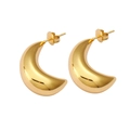 Goldene hohle Halbmond-Ohrringe mit polierter Oberfläche und Schmetterlingsverschluss - Polierter Halbmond (CK208)