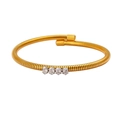 Golden spiral wrap bracelet with four oval cubic zirconia stones in minimalist design - White Zirconia Single Layer Style (YS948)
