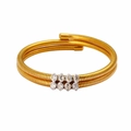 Golden multi-layer Tubogas wrap bracelet with oval zircon stones in a minimalist design - White Zirconia Double Layer Style (YS948)