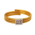 Multi-layer 18K gold plated stainless steel wrap bracelet with oval zircon stones - White Zirconia Triple Layer Style (YS948)