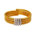 Golden multi-layer wrap bracelet with zirconia crystals and snake chain texture - White Zirconia Quadruple Layer Style (YS948)