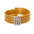Elegant 18K gold-plated multi-layer spiral tubogas bracelet with sparkling zircon stones - White Zirconia Quintuple Layer Style (YS948)