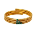 Bohemian gold multi-layer wrap bracelet with emerald green zircon stones in golden finish - Green Zirconia Triple Layer Style (YS948)