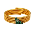 Multilayer spiral 18K gold plated bangle with sparkling dark green zircon stones - Green Zirconia Quadruple Layer Style (YS948)