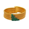 Multi-layer gold-plated coil bracelet featuring vibrant green zircon stone accents - Green Zirconia Quintuple Layer Style (YS948)