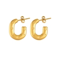 Boucles d'oreilles en U en acier inoxydable plaqué or 18K avec étoiles gravées - Style Étoile de Fer à Cheval Doré (CK38)