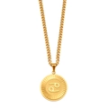 Gold stainless steel Cancer zodiac pendant necklace with classic curb chain - Cancer (CK1331)