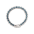 Détails d'une chaîne en acier argenté avec accents bleus et gravure grecque classique - Bleu Argent Carré(CK698-Bleu Acier 4)