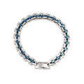 Détail du bracelet à maillons épais en acier inoxydable bicolore argent et bleu avec fermoir - Bleu Argent Carré(CK698-Bleu Acier 2)