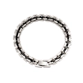 Detail showing the industrial silver stainless steel and black chain links of the men's bracelet - Silver Black Contrast(CK697-Steel Black 3)