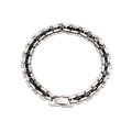 Close-up of stainless steel chunky chain bracelet with engraved square links and clasp - Silver Black Contrast(CK697-Steel Black 1)