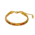 Detailed macro of 18K gold plated bracelet showing K18D stamp and colorful zircon stones - Colorful (CK835)