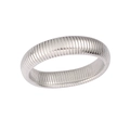 Minimalist silver Tubogas stretch ring with ribbed texture in polished stainless steel - 18cm / 16mm / Silver