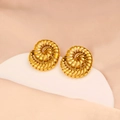 Chic gold-plated spiral earrings with textured hollow pattern and vintage style - Conch Spiral Style (CK178)