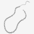 Silver stainless steel mariner link chain necklace with K18 engraved tag and lobster clasp - Necklace / 10mm (40+5cm) / Steel