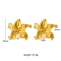 Vintage 18K vergoldete Blumenohrringe mit eleganten Perlen für modebewusste Damen - Blumen Perlen Tropfen Stil (CK180)