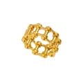 Polished golden bicycle chain ring with industrial style mechanical link design - Industrial Chain Style (CK1493) / Gold / Size 9