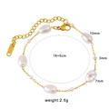 Pulsera de perlas barrocas en acero inoxidable chapado en oro 18K con cierre ajustable - Pulsera