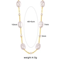 Elegante collar de perlas doradas con perlas 10x7mm y cadena ajustable 40+5cm - Collar