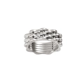 Silver multi-layer bicycle chain ring with industrial stainless steel design - Wave Chain Multi-layer Ring (CK1498) / Steel / Size 6
