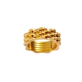 Golden multi-layer bicycle chain ring with industrial style and polished finish - Wave Chain Multi-layer Ring (CK1498) / Gold / Size 6