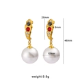 Vintage gold snake-shaped stainless steel earrings with zircon and 10mm pearl pendant - Gold Pave Rhinestone Artificial Pearl Drop Earrings (CK286)