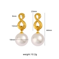 Vintage gold snake-shaped infinity earrings with 18mm pearl pendants for women - Gold Infinity Artificial Pearl Drop Earrings (CK202)
