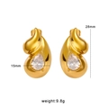 Orecchini a lobo in titanio placcato oro 18k con doppio zircone e design ad ala - Stile Zirconia a Goccia / Oro