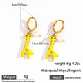 Detailed view of 18k gold plated giraffe earrings with pearl charms and size measurements - Gold Earrings (DKE25-249GL)