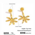 Pendientes de girasol en acero inoxidable dorado, diseño impermeable e hipoalergénico - Colgante de Girasol Dorado (DKE252197GL)
