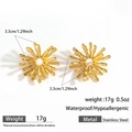 Boucles d'oreilles soleil en acier inoxydable doré de 3,3 cm et un poids de 17 g - Motif Solaire (DKE25-244GL)