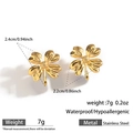 Boucles d'oreilles clous trèfle à quatre feuilles en acier doré poli pour femmes 2,4 cm - Trèfle à Quatre Feuilles (DKE25-245GL)