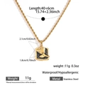 Collar de cadena de cuerda dorada con colgante de rosa cuadrada negra - Estilo Cuadrado de Rosa (DKN25-373GL)