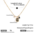 Waterproof stainless steel gold chain necklace with black starburst and crystal charms - Fortune Star Style (DKN25-377GL)