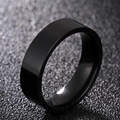Polished black titanium steel ring with a smooth mirror finish and minimalist design - Size 5 / Black
