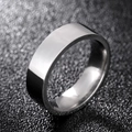Minimalist 6mm silver titanium steel ring with polished mirror finish for couples - Size 5 / Steel