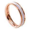 Minimalist rose gold titanium ring with a white ceramic inlay and polished finish - US 5 / White