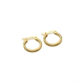 Minimalist small golden titanium steel hoop earrings with a polished metallic finish - Gold / 2cm