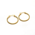 Polished golden stainless steel hoop earrings with classic clasp closure in a minimalist style - Gold / 3cm
