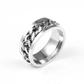 Silver stainless steel rotating cuban chain ring for men with industrial hip-hop style - US 6 / Silver